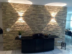 Wallpaper for the kitchen with decorative stone photo