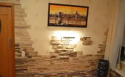 Wallpaper for the kitchen with decorative stone photo