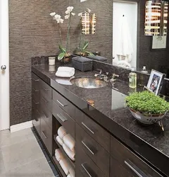 Bathroom design in gray brown tones