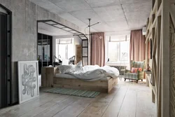 Loft bedroom design in light colors