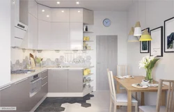 Small Kitchen Design In Beige Tones