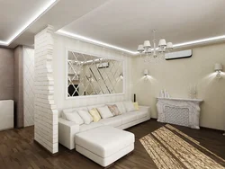 Bir xil uslubdagi yotoqxona va yashash xonasining fotosurati