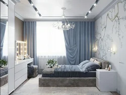 Photo of a bedroom and living room in the same style