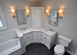 Bathroom design with corner sink
