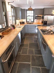 Interior wood tiles for the kitchen photo