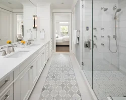 Bathroom interior with white floor