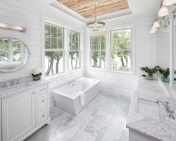 Bathroom interior with white floor