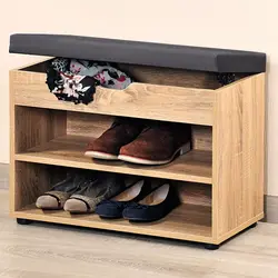 DIY wooden shoe stand in the hallway photo