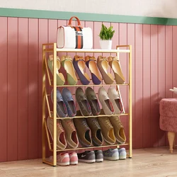 DIY wooden shoe stand in the hallway photo