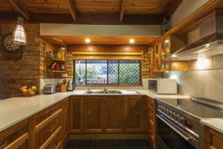 Kitchen design corner modern wood effect