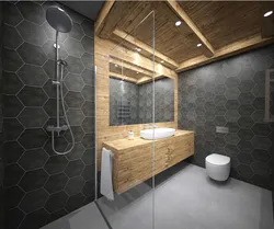 Bathroom Interior Black With Wood