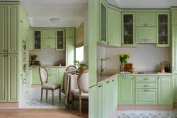 Kitchen interior with pistachio-colored furniture