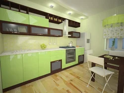 Kitchen interior with pistachio-colored furniture
