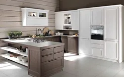 Kitchen design with wooden facades photo