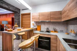 Kitchen design with wooden facades photo