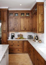 Kitchen design with wooden facades photo