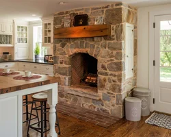 Living room kitchen interior with stove