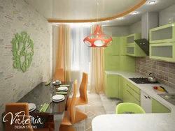 Kitchen design orange and light green