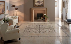 Floor Design In The Living Room Kitchen Made Of Porcelain Stoneware Photo