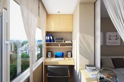 Office design in an apartment on the balcony