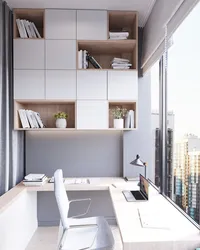 Office design in an apartment on the balcony