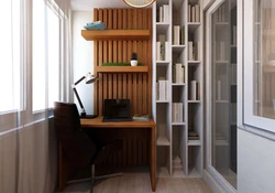 Office design in an apartment on the balcony