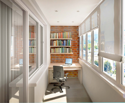 Office design in an apartment on the balcony