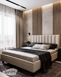 Divarda Lamel Ilə Yataq Otağı Dizaynı