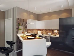 Kitchen design for a one-room apartment of 40 m2 in a new building