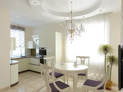 Design Of A Country House With Kitchen, Living Room With Bay Window