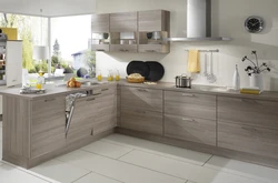 Kitchen combination of white and wood photo