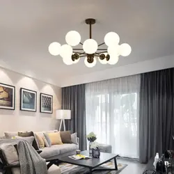 Black lamps in the living room interior