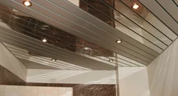 Bathroom interior with slatted ceiling