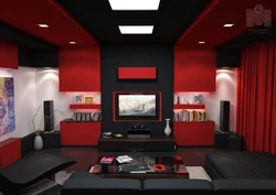 Living Room Interior In Red Colors