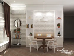 White brick wall design in kitchen