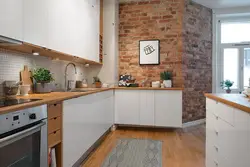 White brick wall design in kitchen