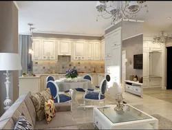 Дизайн Классической Кухни Совмещенной С Гостиной