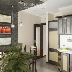 Kitchen design in one-room apartment p 44