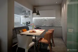 Kitchen design in one-room apartment p 44