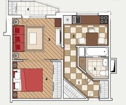 Kitchen design in one-room apartment p 44