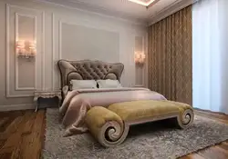 Bedroom with moldings on the walls in a modern interior