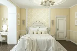 Bedroom with moldings on the walls in a modern interior