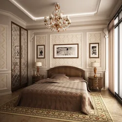 Bedroom With Moldings On The Walls In A Modern Interior