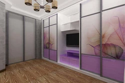 Built-in wardrobe in the living room photo design