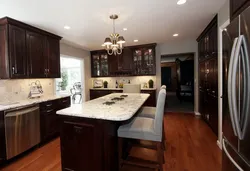 Kitchen interior with brown floor photo
