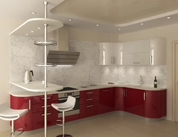 Sets for a small kitchen with bar counters photo