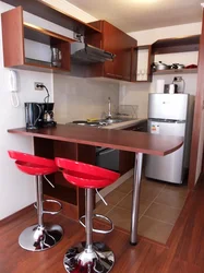 Sets for a small kitchen with bar counters photo