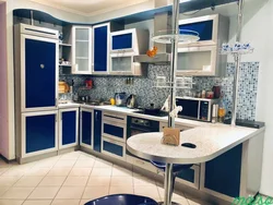 Sets for a small kitchen with bar counters photo