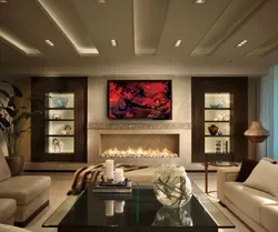 Living room in a large house in a modern style photo