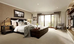 Bedroom interior design with dark furniture